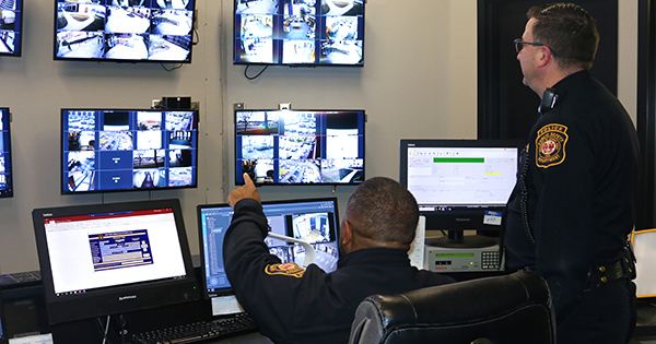 Detroit Mercy officer and captain in the McNichols Campus Public Safety Control Center