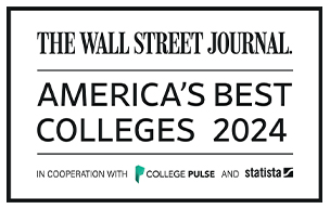 A logo for The Wall Street Journal, America's Best Colleges 2024, in cooperation with College Pulse and Statista.